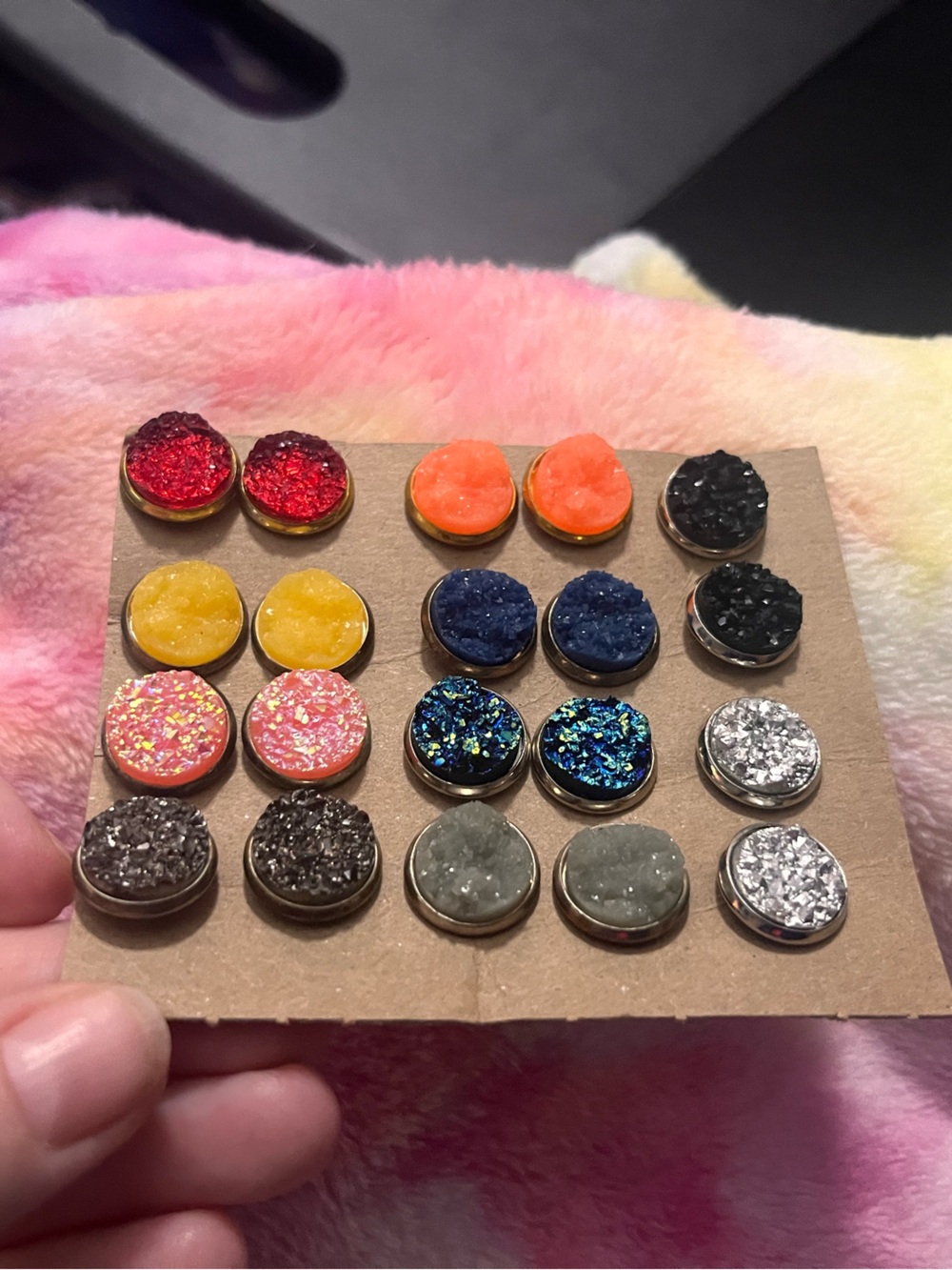 10 multicolored sets of stud earrings